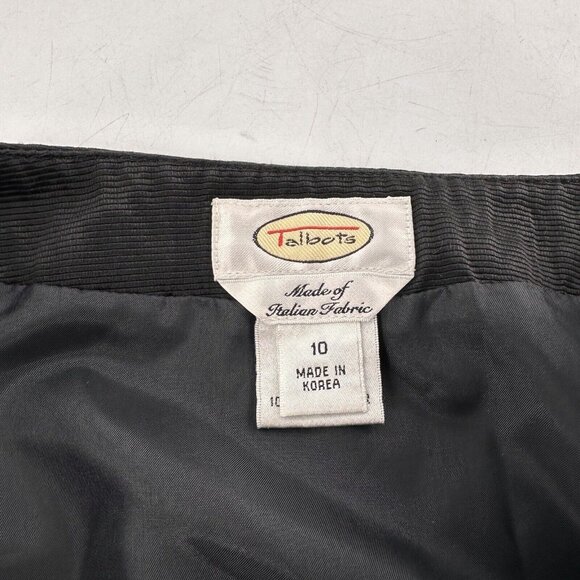 Talbots Black Knee-Length Straight Skirt Italian Fabric Size 10 Back Vent Preppy - Picture 2 of 12